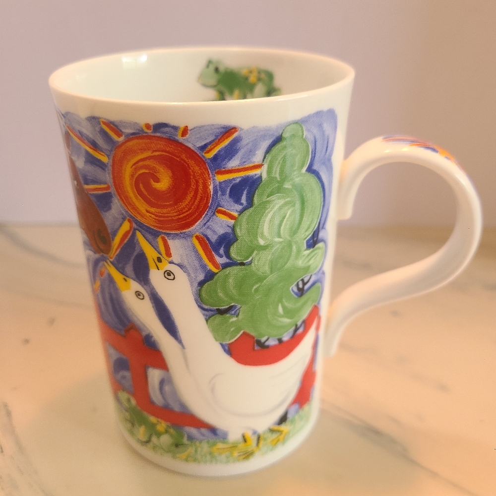 Wren Vintage Fine Bone China  with Beautiful multicolor Farm Designs Coffee Mug